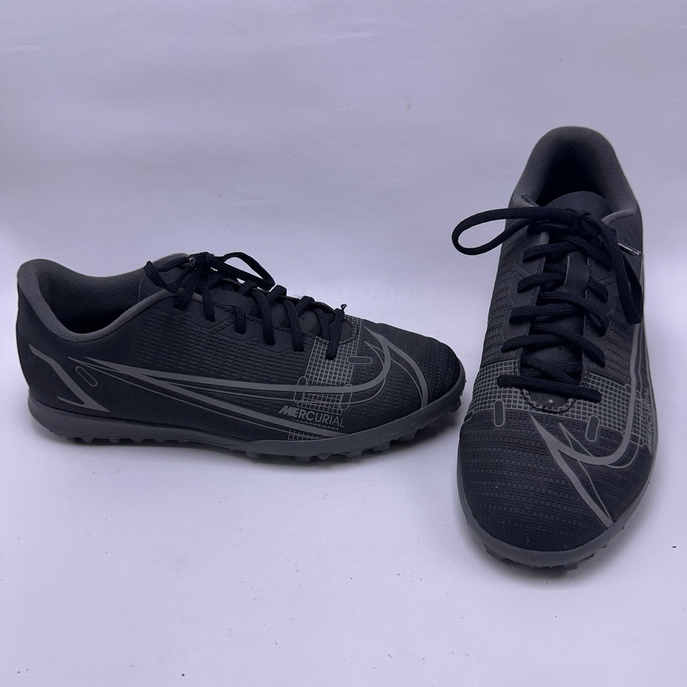 NIKE MERCURIAL VAPOR 14 CLUB TURF BLACK GREY CV0985-004 SOCCER SHOES SIZE 6